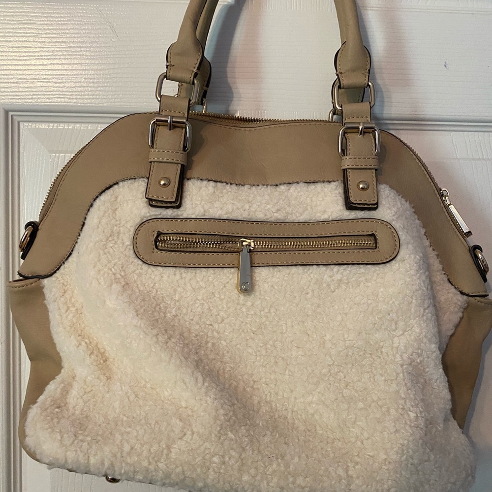 Large tan and cream purse